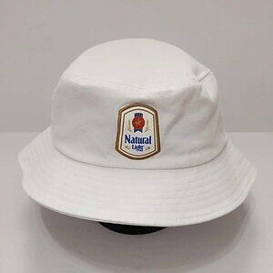 Quake City Caps Natural Light Beer Bucket Hat White Cotton